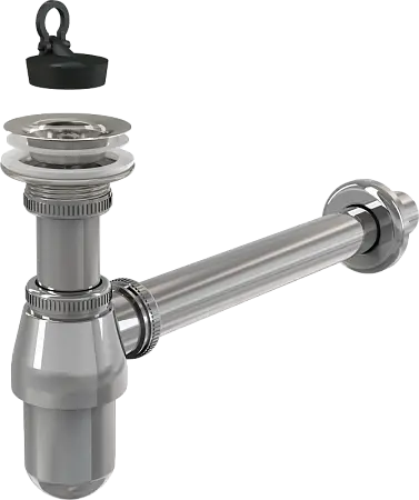 Сифон для раковины Alcadrain 32 мм, цельнометаллический, с водосливом 5/4", хром (A437)