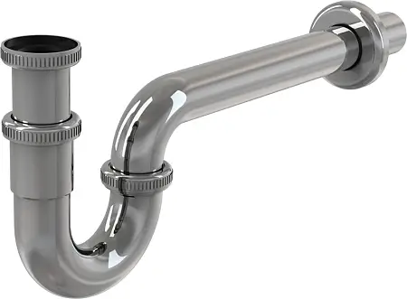 Сифон для раковины Alcadrain 32 мм, U-форма, цельнометаллический, с накидной гайкой 5/4", хром (A432)
