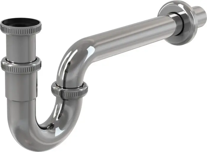 Сифон для раковины Alcadrain 32 мм, U-форма, цельнометаллический, с накидной гайкой 5/4", хром (A432)