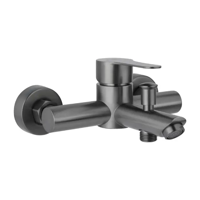 Смеситель для ванны Fixen NORDIC однорычажный, керамический картридж, с душевым набором, графит (FX-8803F)