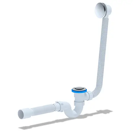 Слив-перелив для ванны АНИ Пласт автомат трубный клик-клак 1 1/2"х40 с гофрой 40/50 с сеткой (EC155S)