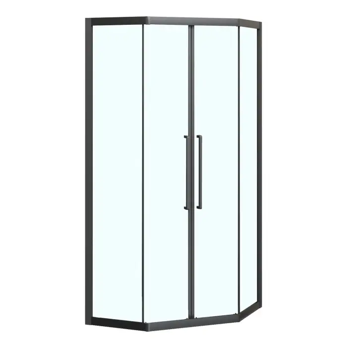 Душевое ограждение Azario OSAKA 1000х1000х1950 две сдвижные двери, прозрачное стекло 5 мм, профиль черный матовый (AZ-092K2-100-MB-CL)