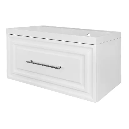 Комплект Тумба Azario LAURA 80/1 800х450х455 подвесная, с раковиной CLASSIK 80, белый глянцевый, фурнитура хром (CS00096989)