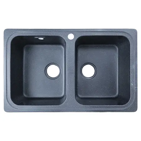 Кухонная мойка AZARIO Alba 780x490x190 двойная, искусственный мрамор, сифон в комплекте, цвет черный (CS00105217)