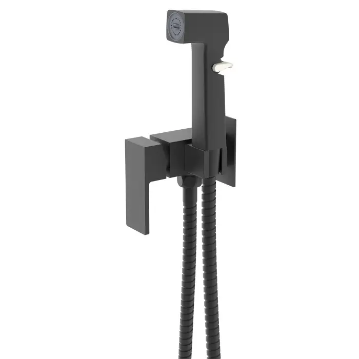 Гигиенический душ Azario Graves со смесителем, керамический картридж, скрытый монтаж, шланг 150 см, черный матовый (AZ-KFX03B)