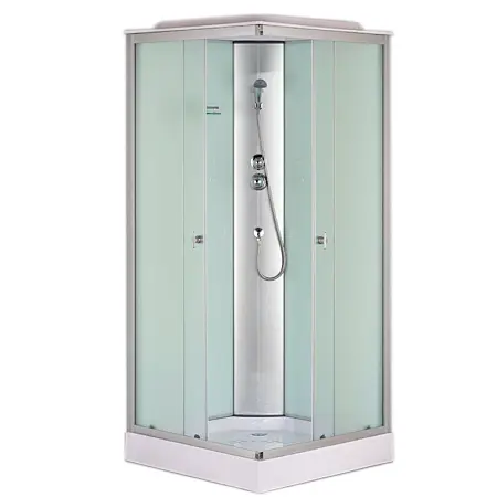 Душевая кабина Loranto CS-6491F 900х900х2150 белая, матовое стекло 4мм, поддон 13см, профиль сатин (CS-6491F(CS-8072), 90*90*215)