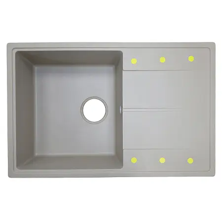 Кухонная мойка AZARIO Izmir 740х480х197 кварцевая, прямоугольная, сифон в комплекте, цвет Песочный (CS00097682)