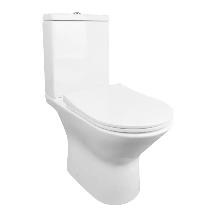 Унитаз-компакт Azario Фретта нью 370х615х790 напольный, безободковый в комплекте с бачком и сиденьем дюропласт, микролифт (AZ-1223)