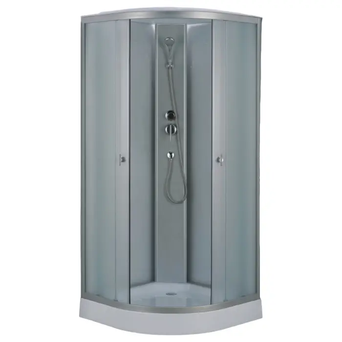 Душевая кабина Loranto 980х980х2150 белое заднее стекло, поддон 14 см, матовое стекло 4 мм, профиль хром матовый (CS-981TM/W-100)