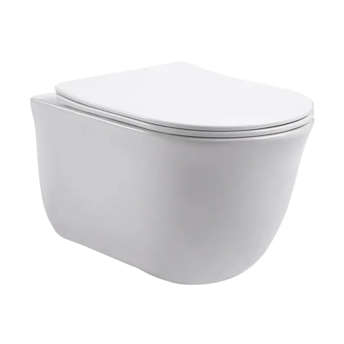 Унитаз подвесной Azario LISTA 490х365х340 безободковый, система смыва "Скрытое Торнадо", с быстросъемным сиденьем "Микролифт" (AZ-1177T)