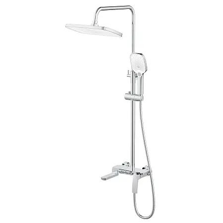 Душевая система Azario Conda с квадратным тропическим душем, керамический картридж, шланг 150 см, хром (AZ-K2311)