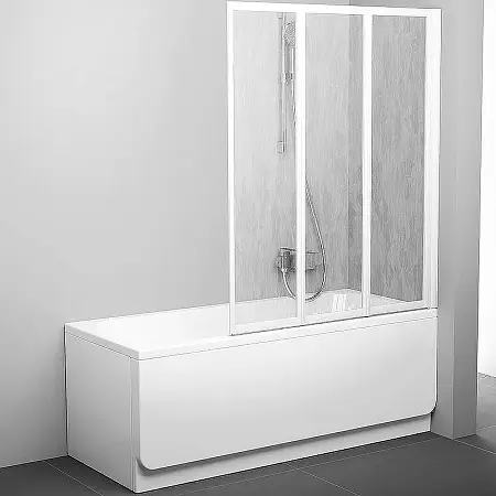 Шторка на ванну Ravak Behappy VS3 100 профиль Белый витраж пластик Rain (795P010041)