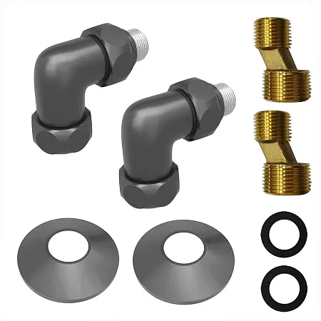 Угловое соединение для полотенцесушителей Azario уголок со сгоном 3/4"х1/2", графит (AZ83906FW)