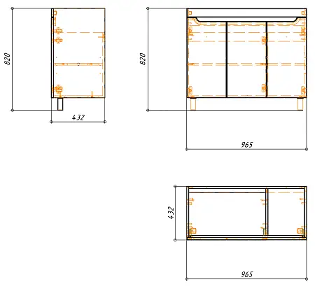 Тумба KANTRI 100 3ДВ_схема