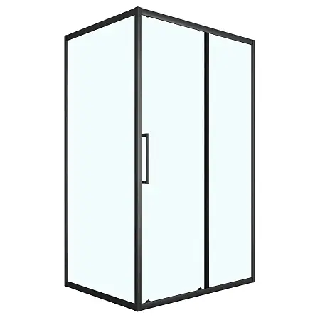 Душевое ограждение Loranto 120x90x190 раздвижная дверь, универсальная, прозрачное стекло 6 мм, профиль черный матовый (CS-AB02B-129)