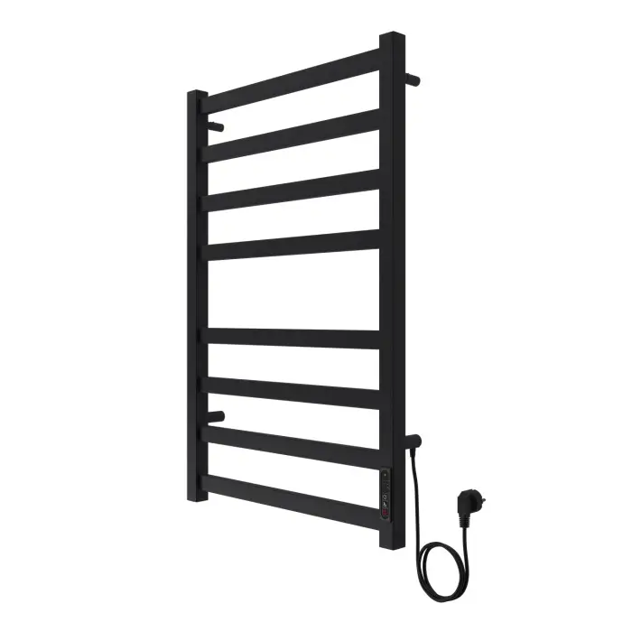 Полотенцесушитель электрический AZARIO PALERMO 500/800 квадрат, 8 секций, диммер справа, черный (AZ83858B)
