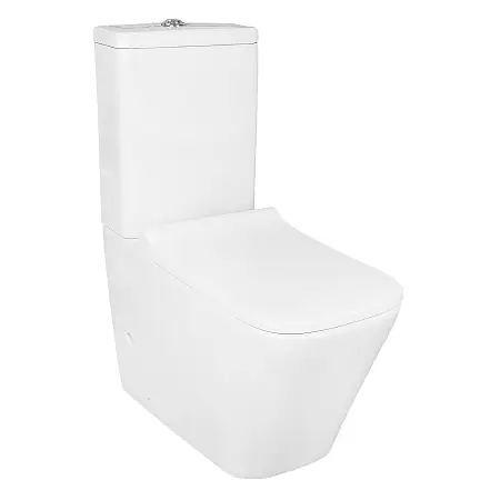 Унитаз-компакт Azario Квадро 605x340x810 напольный, смыв "Торнадо", безободковый с сидением микролифт и арматурой, белый (AZ-2175 UQ1)