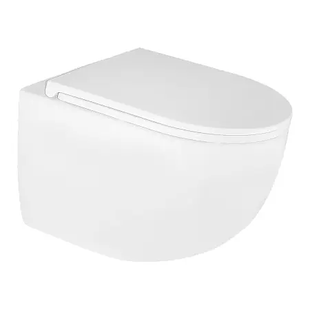 Унитаз подвесной Azario TERSO 495x360x370 безободковый, слив "Скрытое Торнадо" с быстросъемным сиденьем "Микролифт" (AZ-092E-UQ3)