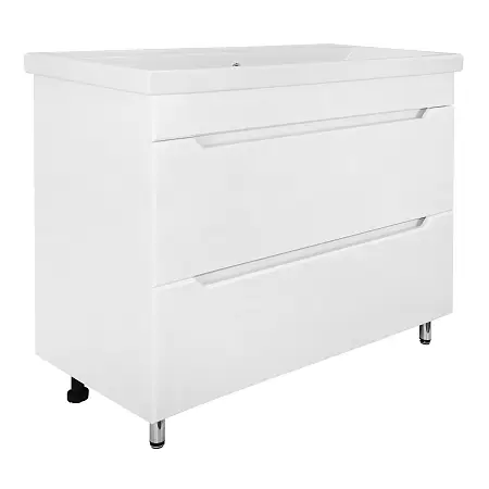 Комплект тумба Loranto Палермо 100/2Н 1000х455х850 напольная,  с раковиной Фостер 100, белый глянцевый (CS00096752)