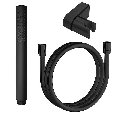 Душевой набор Azario: душевая лейка + держатель для лейки + ПВХ шланг для душа 1,2м, черный матовый (CS00088966)